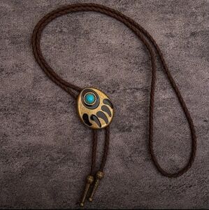 New Turqouise color bear claw leather 40" bolo tie